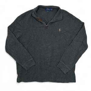 Vintage‎ 90s Polo Ralph Lauren Sweater Mens XL Gray Quarter Zip Pony Logo